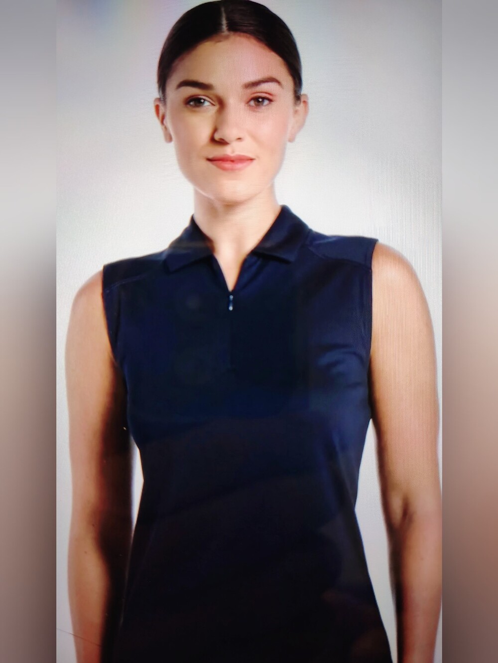 NWT Greg Norman Ladies ML75 Solar XP Black 1/4 Zip Sleeveless Ruched Polo Top S